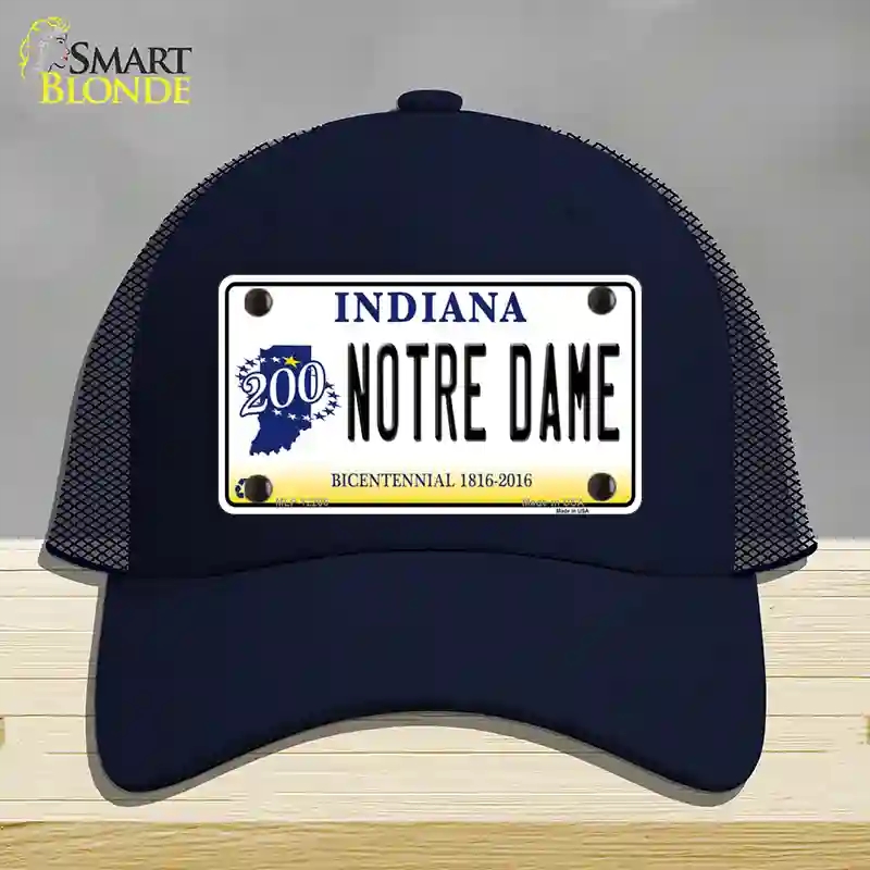 HAT16-MLP-12206 Notre Dame Indiana Novelty License Plate Hat, Mesh - Navy