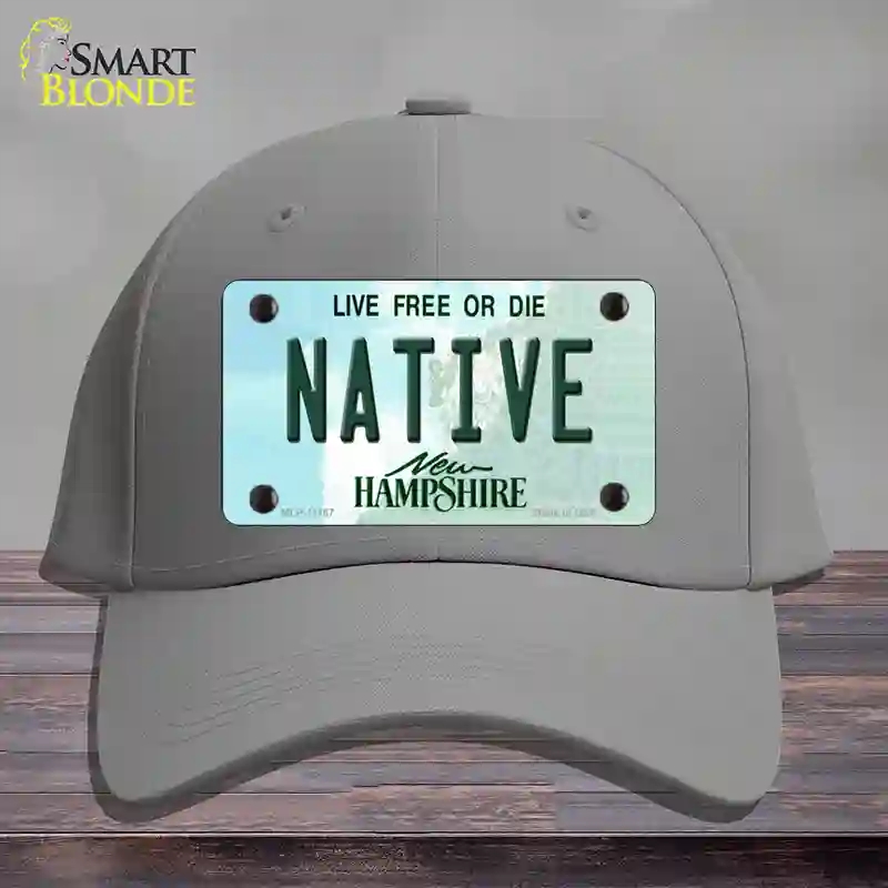 HAT23-MLP-11167 Native   Hampshire State Novelty License Plate Hat, Cotton - Gray