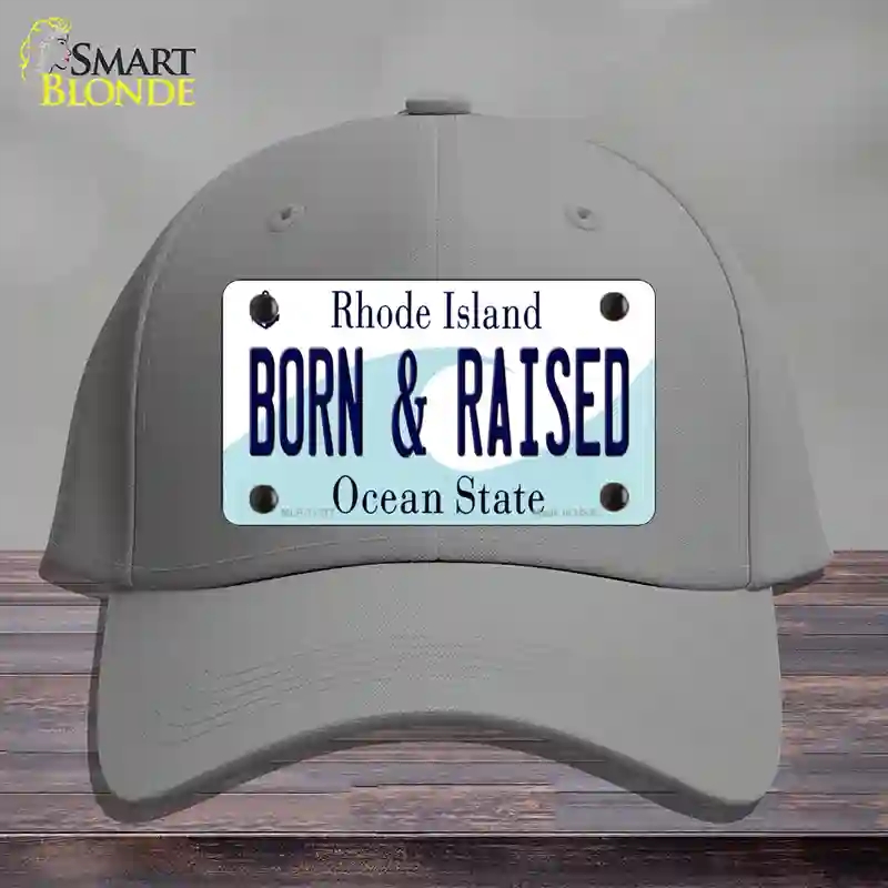 HAT23-MLP-11217 Born & Raised Rhode Island State Novelty License Plate Hat, Cotton - Gray