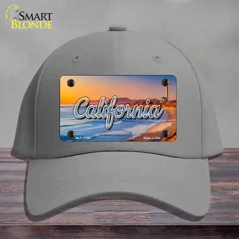 HAT23-MLP-11588 California Beach State Novelty License Plate Hat, Cotton - Gray