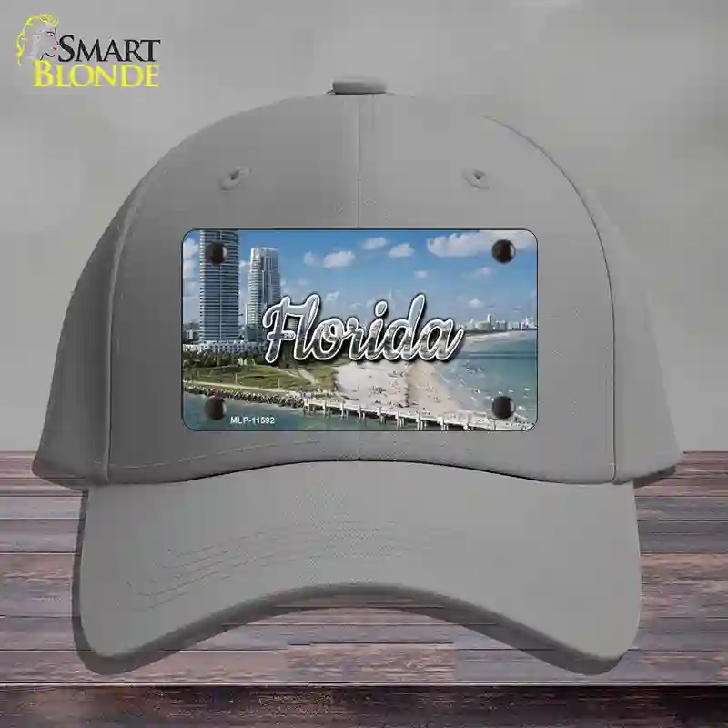 HAT23-MLP-11592 Florida White Sand Beach State Novelty License Plate Hat, Cotton - Gray