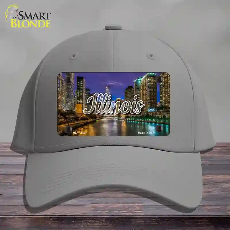HAT23-MLP-11597 Illinois River City Lights State Novelty License Plate Hat, Cotton - Gray