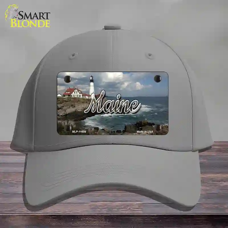 HAT23-MLP-11604 Maine Lighthouse Beach State Novelty License Plate Hat, Cotton - Gray