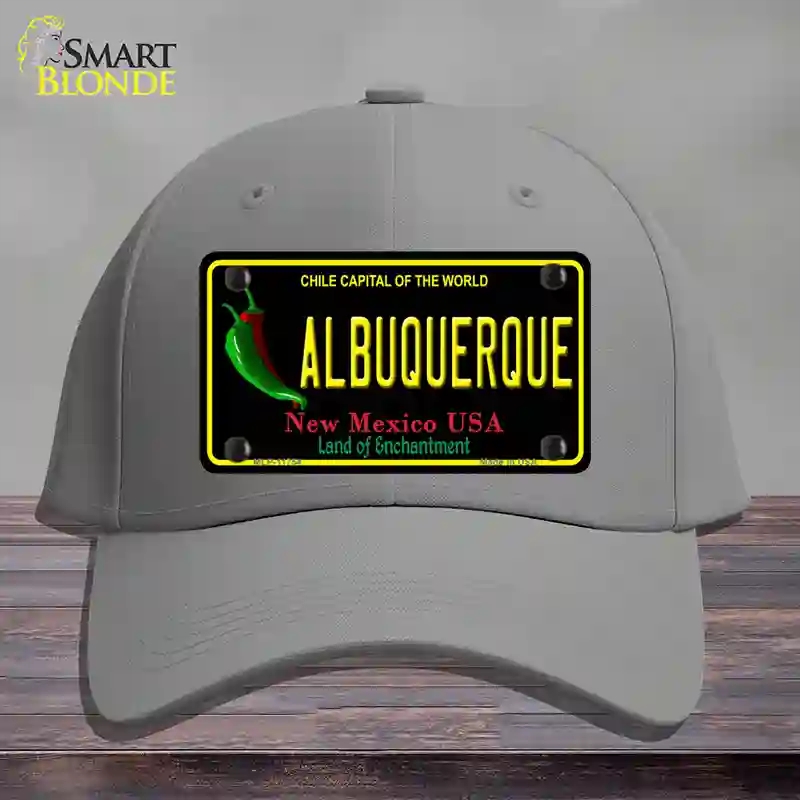 HAT23-MLP-11754 Albuquerque   Mexico Black State Novelty License Plate Hat, Cotton - Gray