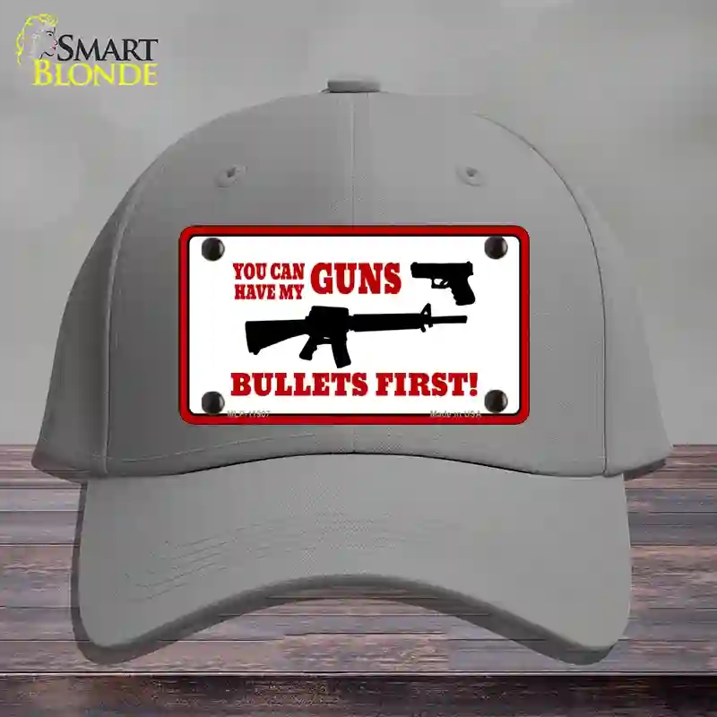 HAT23-MLP-11907 Bullets First Novelty License Plate Hat, Cotton - Gray