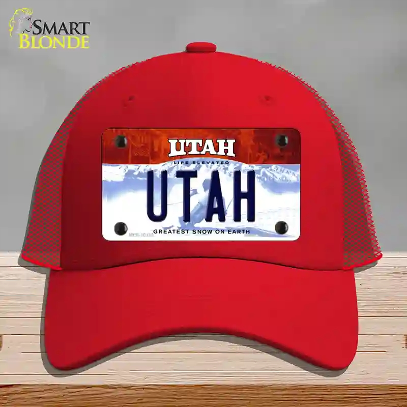 HAT17-MLP-10185 Utah Life Elevated Novelty License Plate Hat, Mesh - Red