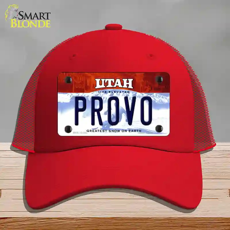 HAT17-MLP-10188 Provo Utah Novelty License Plate Hat, Mesh - Red