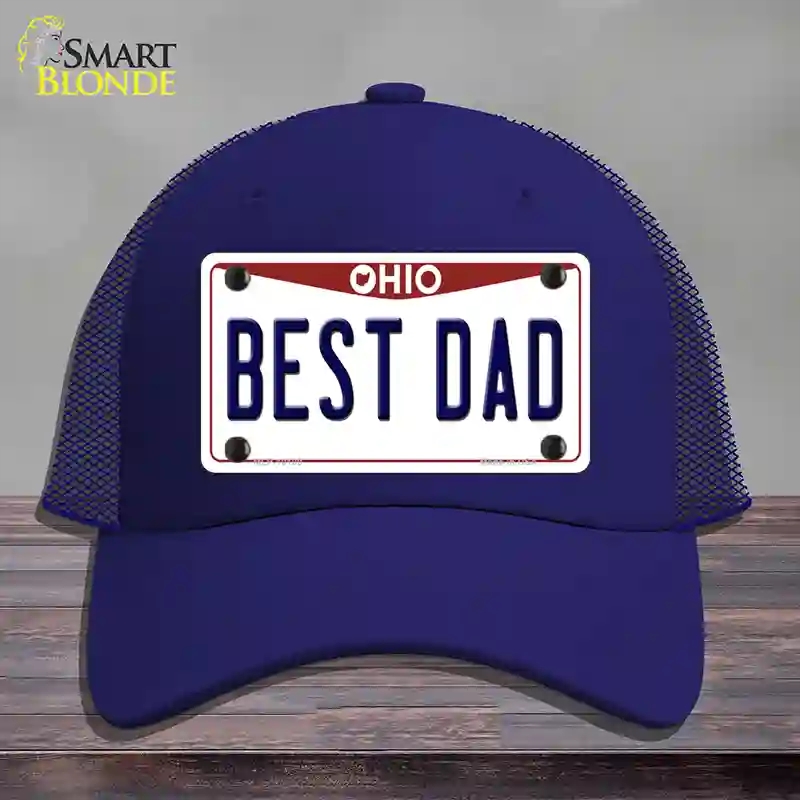 HAT18-MLP-10100 Best Dad Ohio Novelty License Plate Hat, Mesh - Royal Blue