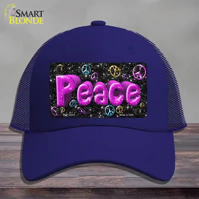 HAT18-MLP-10337 Peace Novelty License Plate Hat, Mesh - Royal Blue