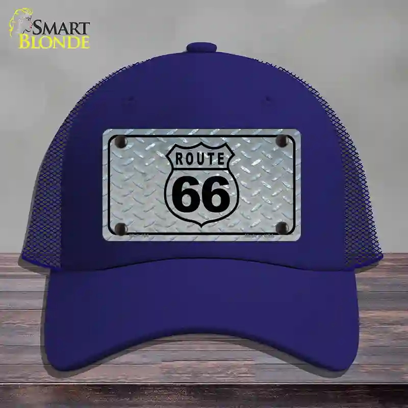 HAT18-MLP-104 Route 66 Shield Diamond Novelty License Plate Hat, Mesh - Royal Blue