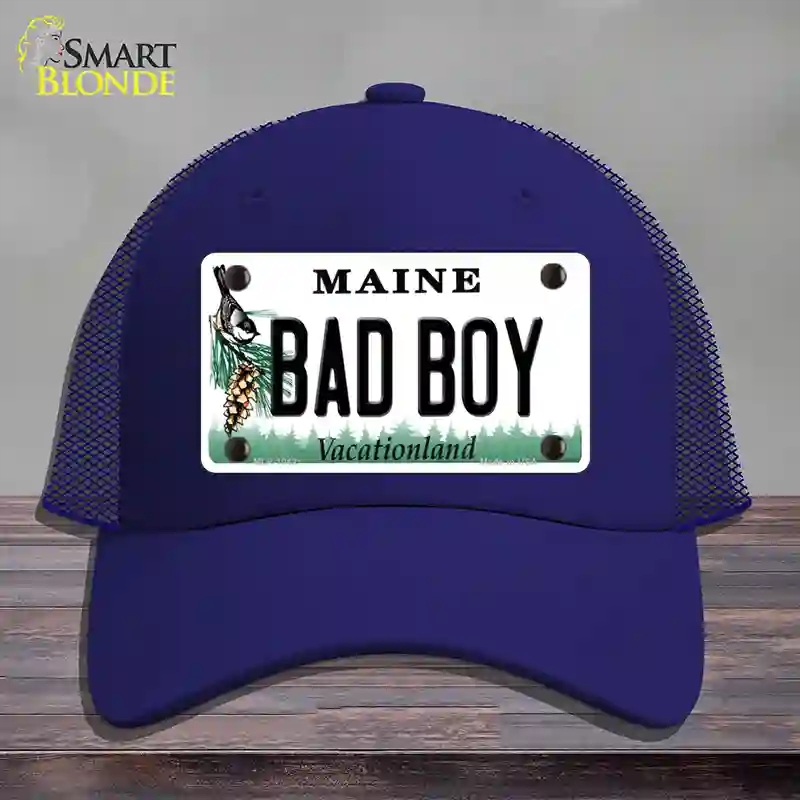 HAT18-MLP-10421 Bad Boy Maine Novelty License Plate Hat, Mesh - Royal Blue