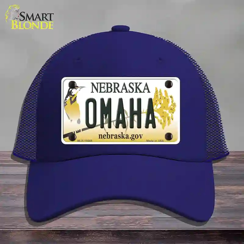 HAT18-MLP-10569 Omaha Nebraska Novelty License Plate Hat, Mesh - Royal Blue