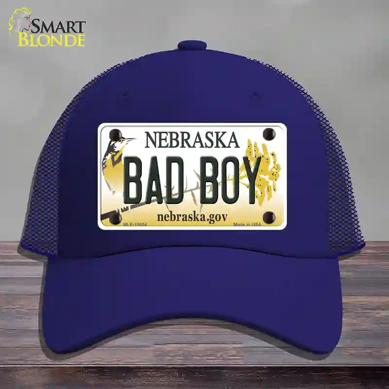 HAT18-MLP-10604 Bad Boy Nebraska Novelty License Plate Hat, Mesh - Royal Blue