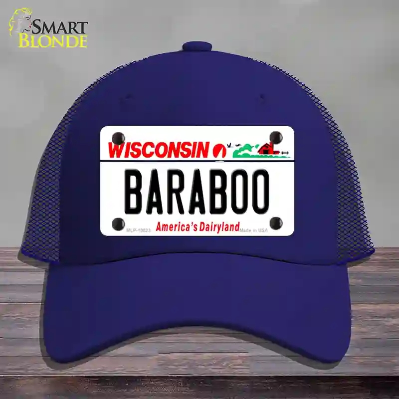 HAT18-MLP-10623 Baraboo Wisconsin Novelty License Plate Hat, Mesh - Royal Blue