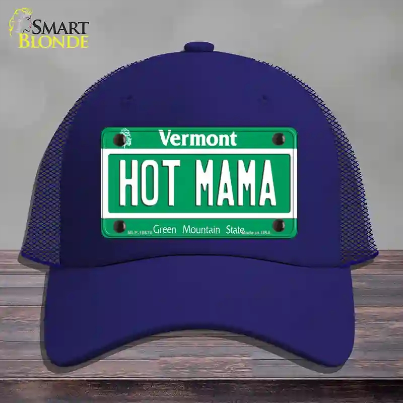 HAT18-MLP-10678 Hot Mama Vermont Novelty License Plate Hat, Mesh - Royal Blue