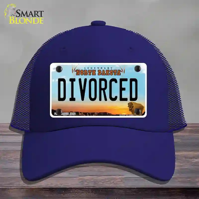 HAT18-MLP-10741 Divorced North Dakota Novelty License Plate Hat, Mesh - Royal Blue