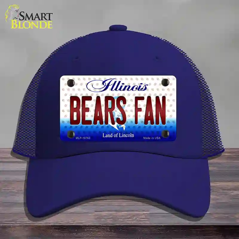 HAT18-MLP-10762 Bears Fan Illinois Novelty License Plate Hat, Mesh - Royal Blue