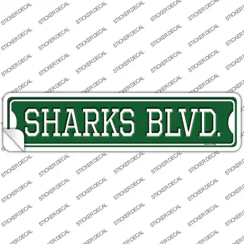 K-1063s-XL Sharks Blvd Novelty Narrow Sticker Decal, Extra Large