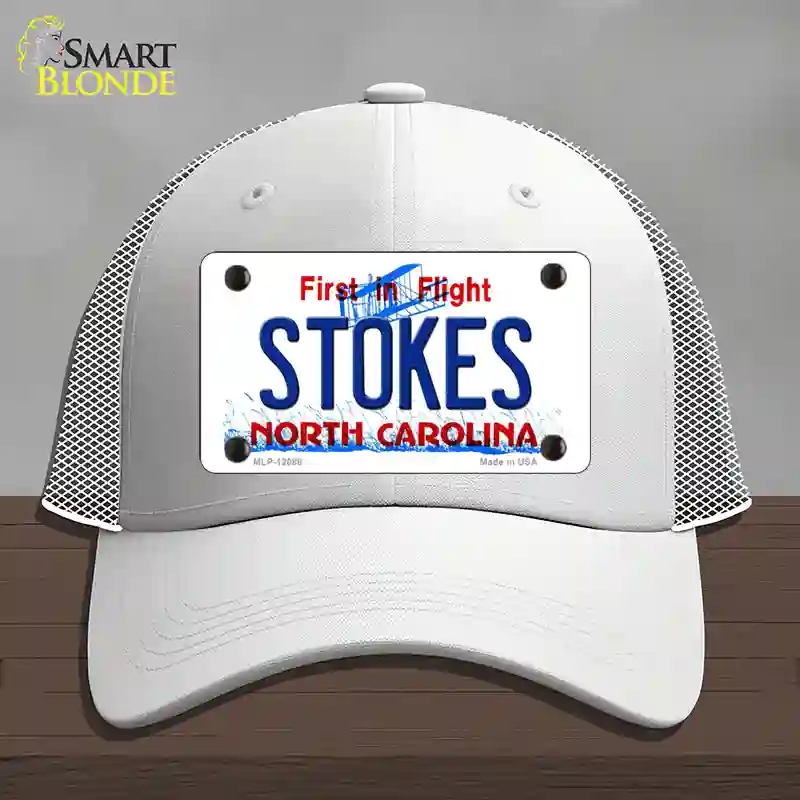 HAT19-MLP-12088 Stokes North Carolina State Novelty License Plate Hat, Mesh - White