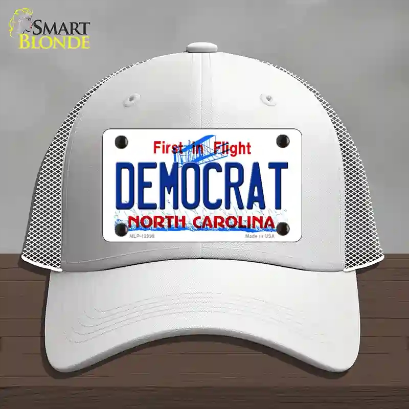 HAT19-MLP-12098 Democrat North Carolina State Novelty License Plate Hat, Mesh - White