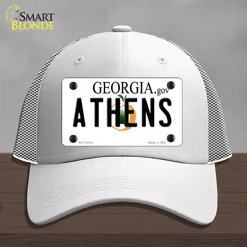 HAT19-MLP-12131 Athens Georgia State Novelty License Plate Hat, Mesh - White