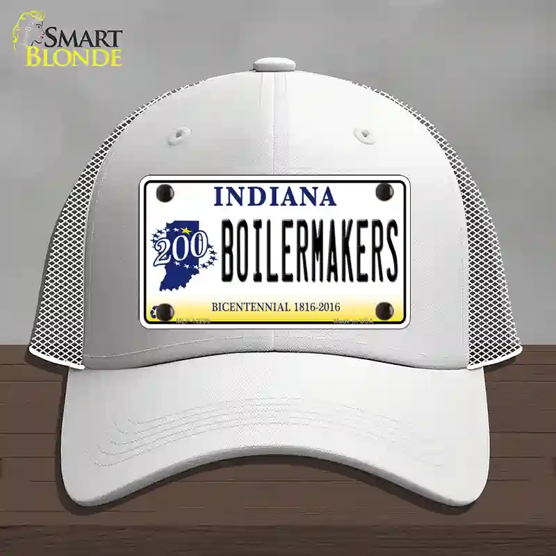 HAT19-MLP-12205 Boilermakers Indiana Novelty License Plate Hat, Mesh - White