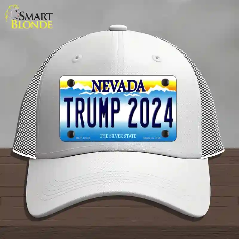 HAT19-MLP-12243 Trump 2024 Nevada Novelty License Plate Hat, Mesh - White