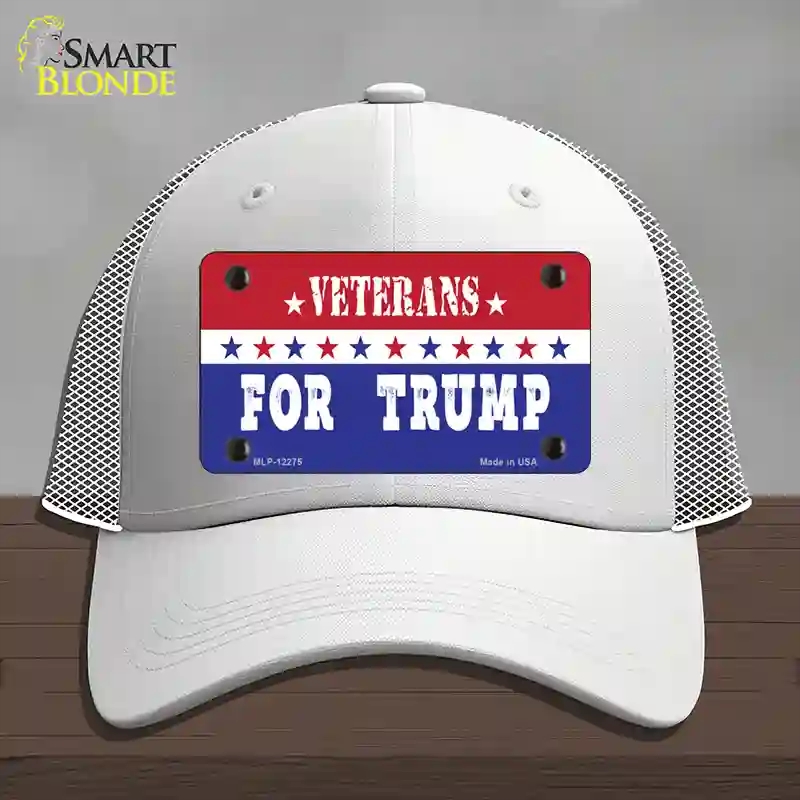 HAT19-MLP-12275 Veterans for Trump Novelty License Plate Hat, Mesh - White