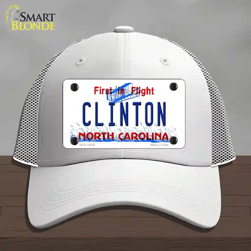 HAT19-MLP-12302 North Carolina Clinton Novelty License Plate Hat, Mesh - White