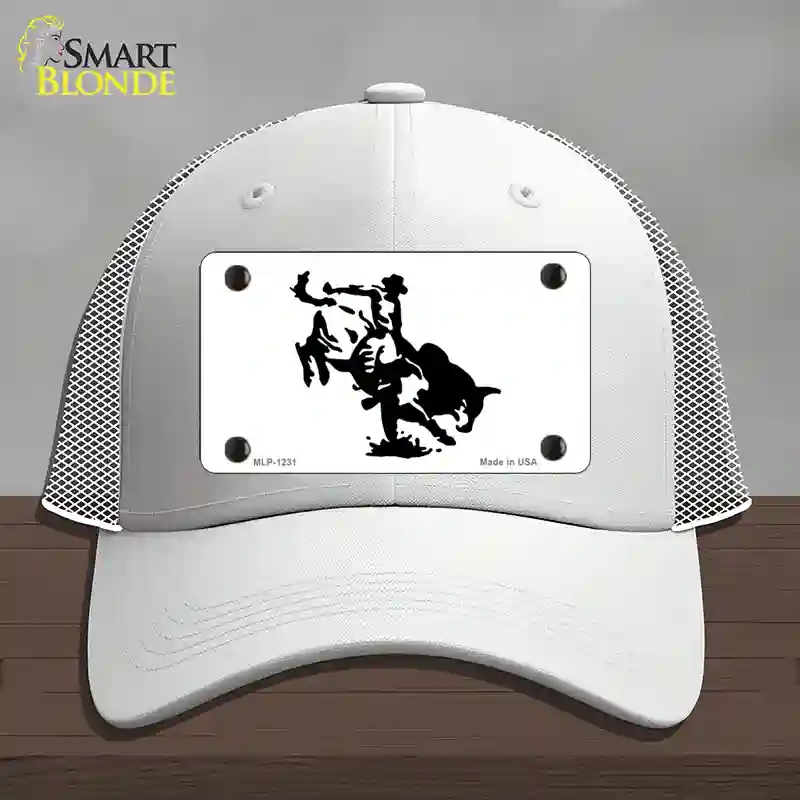 HAT19-MLP-1231 Bull Rider Novelty License Plate Hat, Mesh - White