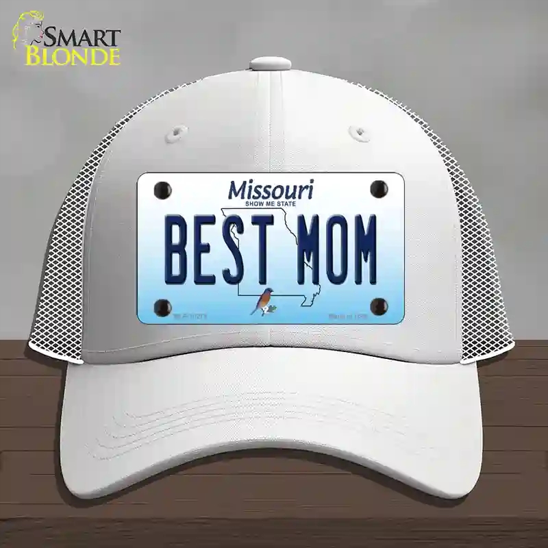 HAT19-MLP-10275 Best Mom Missouri Novelty License Plate Hat, Mesh - White