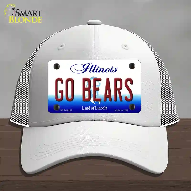 HAT19-MLP-10292 Go Bears Illinois Novelty License Plate Hat, Mesh - White