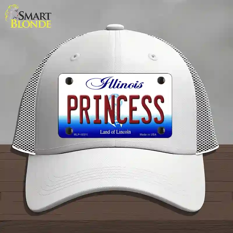 HAT19-MLP-10311 Princess Illinois Novelty License Plate Hat, Mesh - White