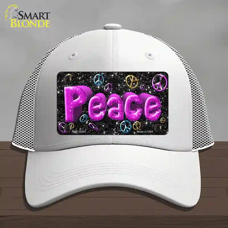 HAT19-MLP-10337 Peace Novelty License Plate Hat, Mesh - White