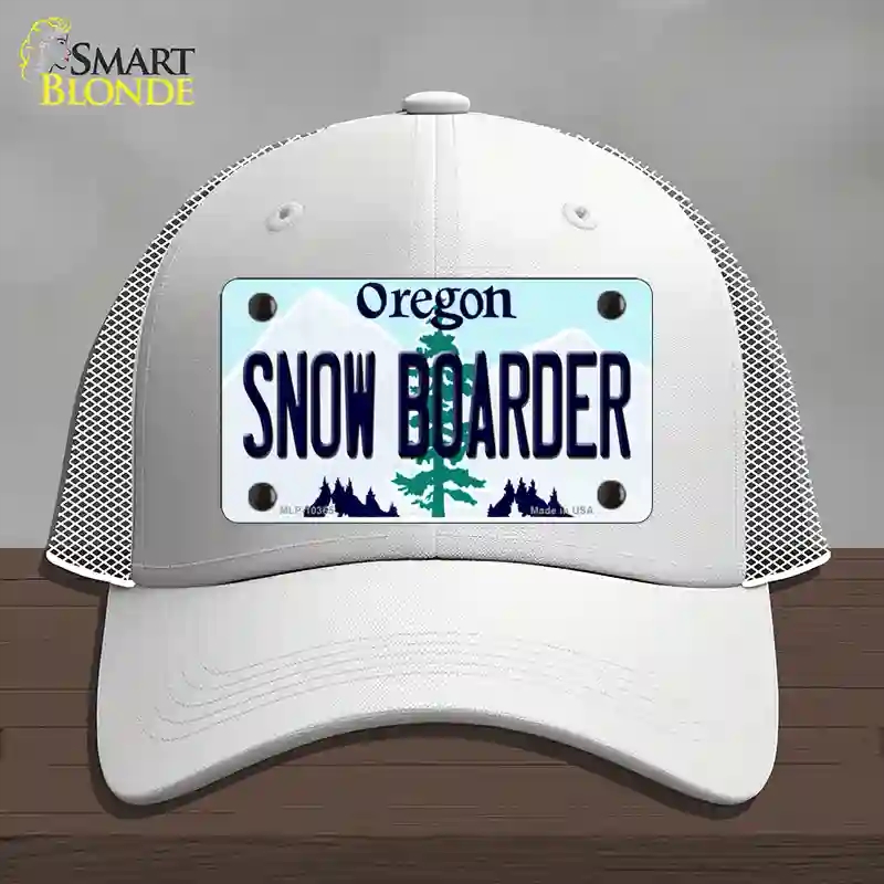 HAT19-MLP-10365 Snow Boarder Oregon Novelty License Plate Hat, Mesh - White