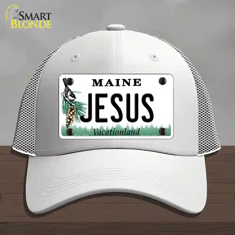 HAT19-MLP-10408 Jesus Maine Novelty License Plate Hat, Mesh - White