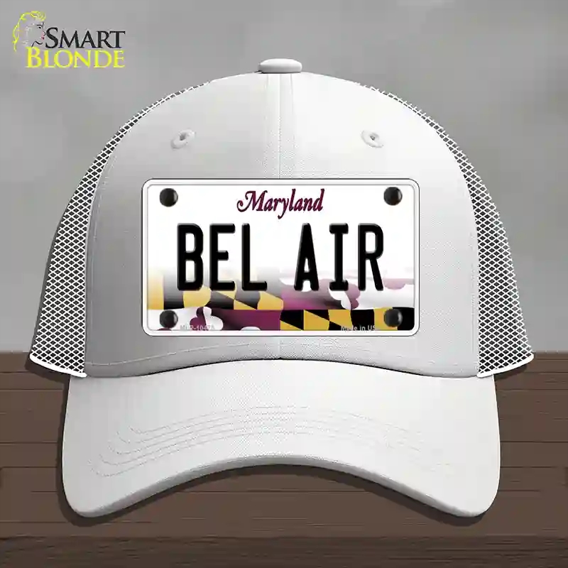 HAT19-MLP-10475 Bel Air Maryland Novelty License Plate Hat, Mesh - White