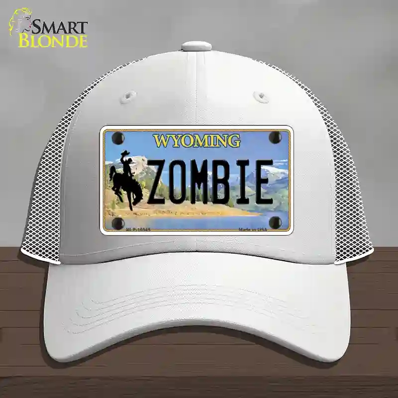 HAT19-MLP-10545 Zombie Wyoming Novelty License Plate Hat, Mesh - White