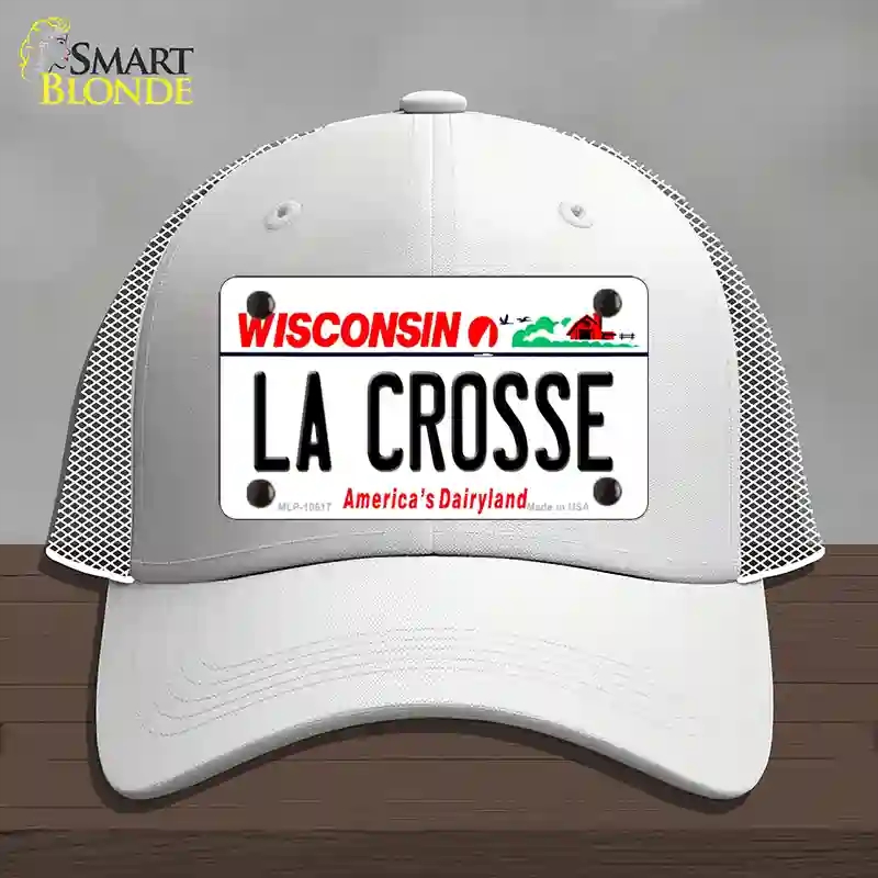 HAT19-MLP-10617 La Crosse Wisconsin Novelty License Plate Hat, Mesh - White