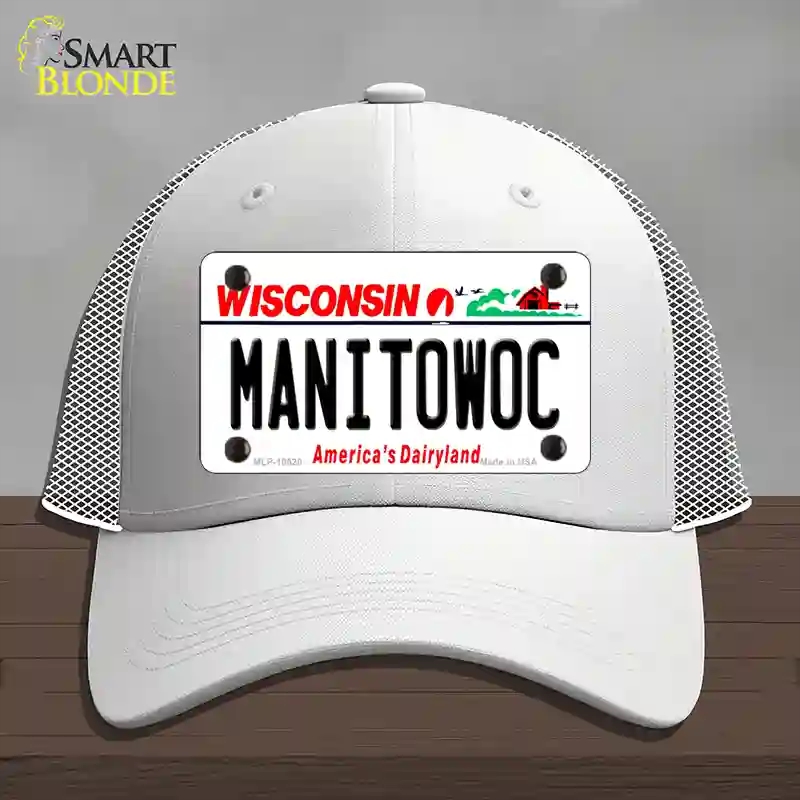 HAT19-MLP-10620 Manitowoc Wisconsin Novelty License Plate Hat, Mesh - White