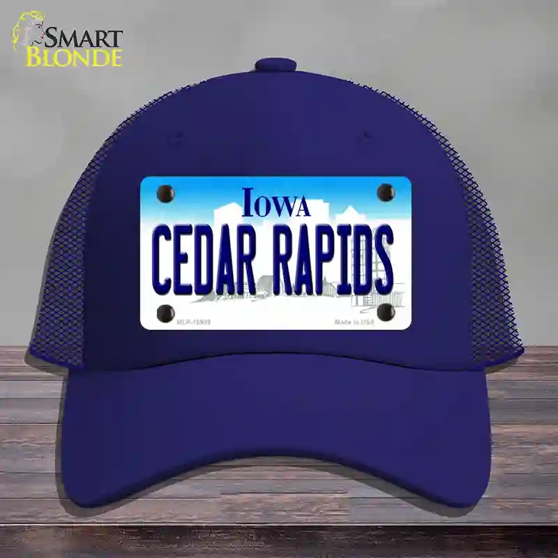HAT18-MLP-10939 Cedar Rapids Iowa Novelty License Plate Hat, Mesh - Royal Blue