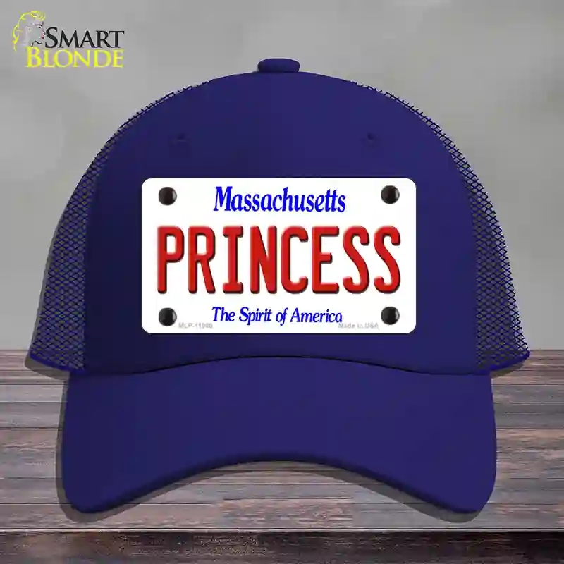 HAT18-MLP-11009 Princess Massachusetts Novelty License Plate Hat, Mesh - Royal Blue