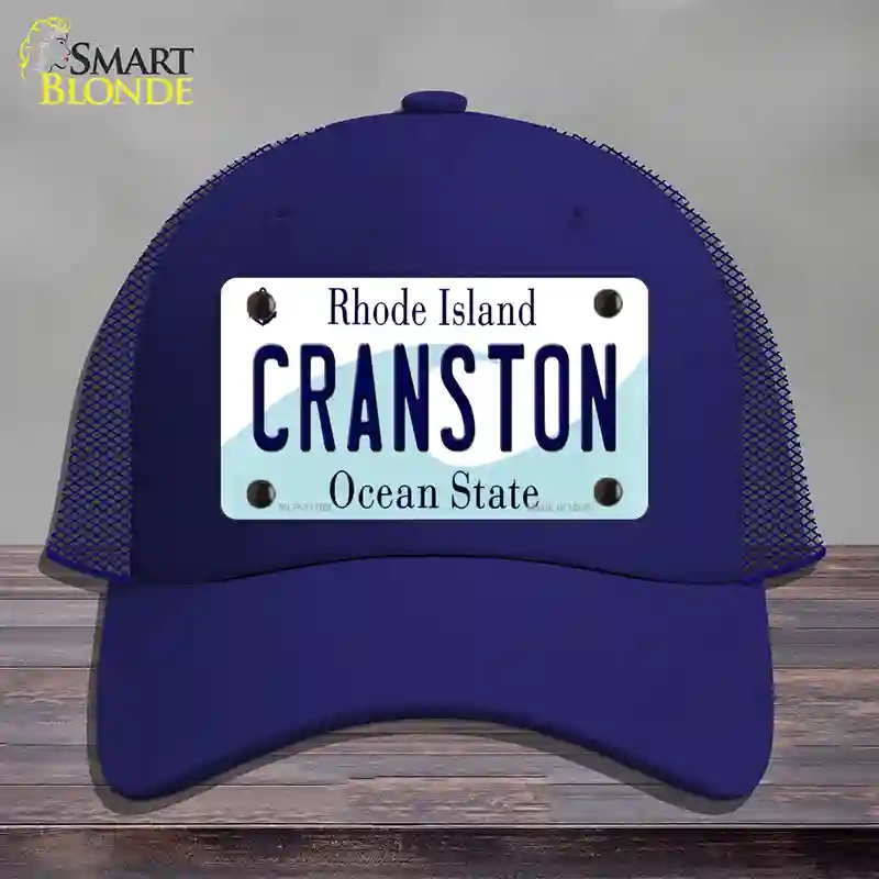 HAT18-MLP-11185 Cranston Rhode Island State Novelty License Plate Hat, Mesh - Royal Blue
