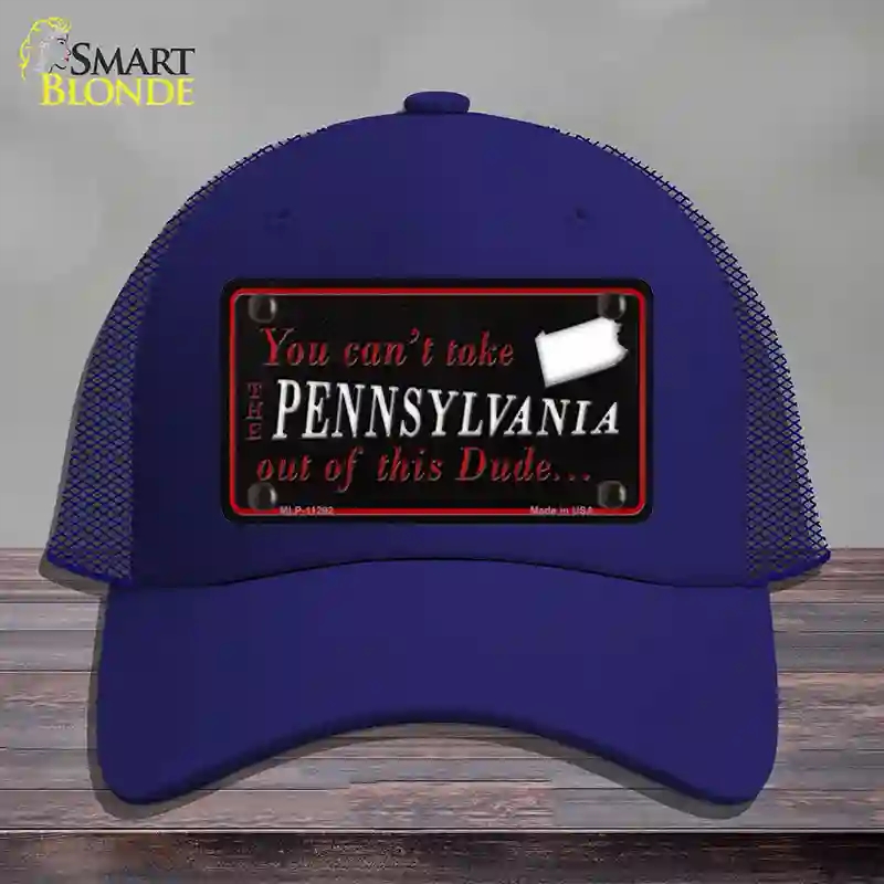 HAT18-MLP-11292 Pennsylvania Dude Novelty License Plate Hat, Mesh - Royal Blue
