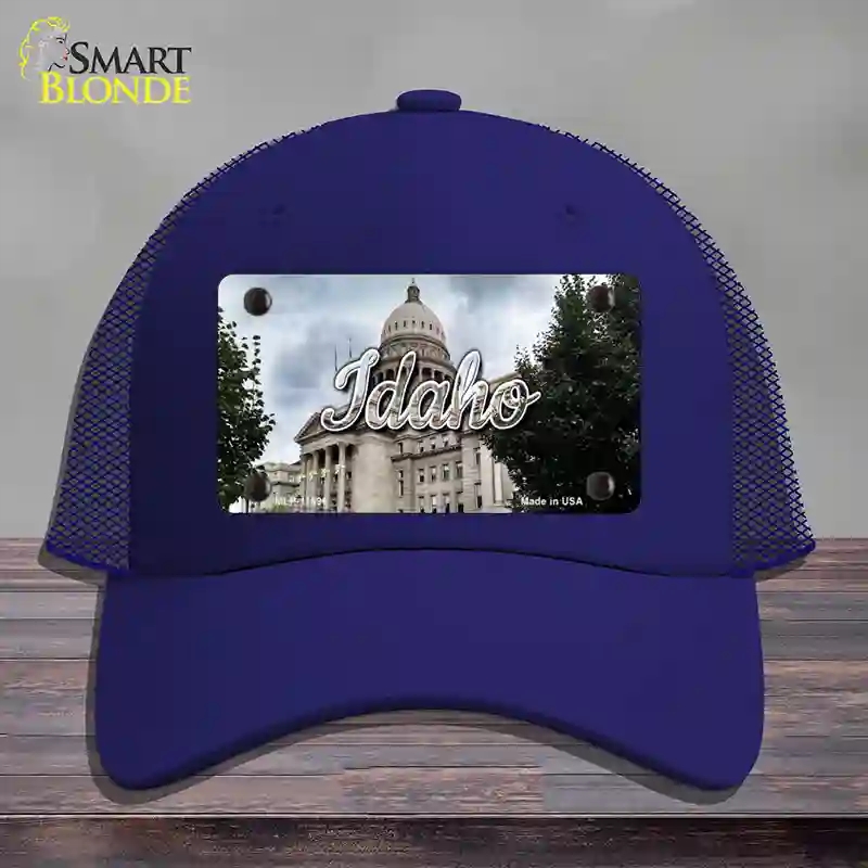 HAT18-MLP-11596 Idaho Capital Building State Novelty License Plate Hat, Mesh - Royal Blue