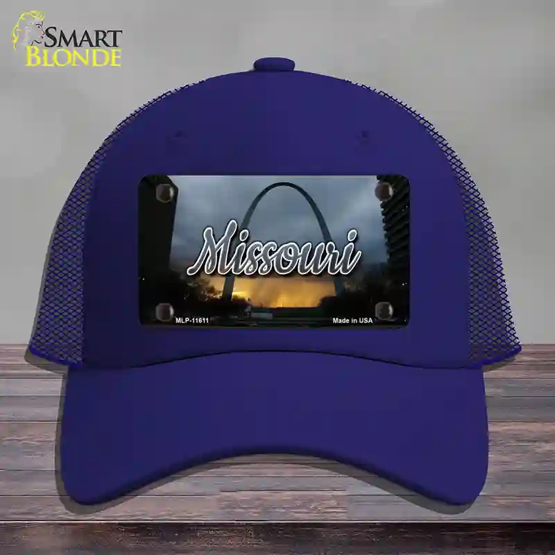 HAT18-MLP-11611 Missouri Gateway Arch State Novelty License Plate Hat, Mesh - Royal Blue