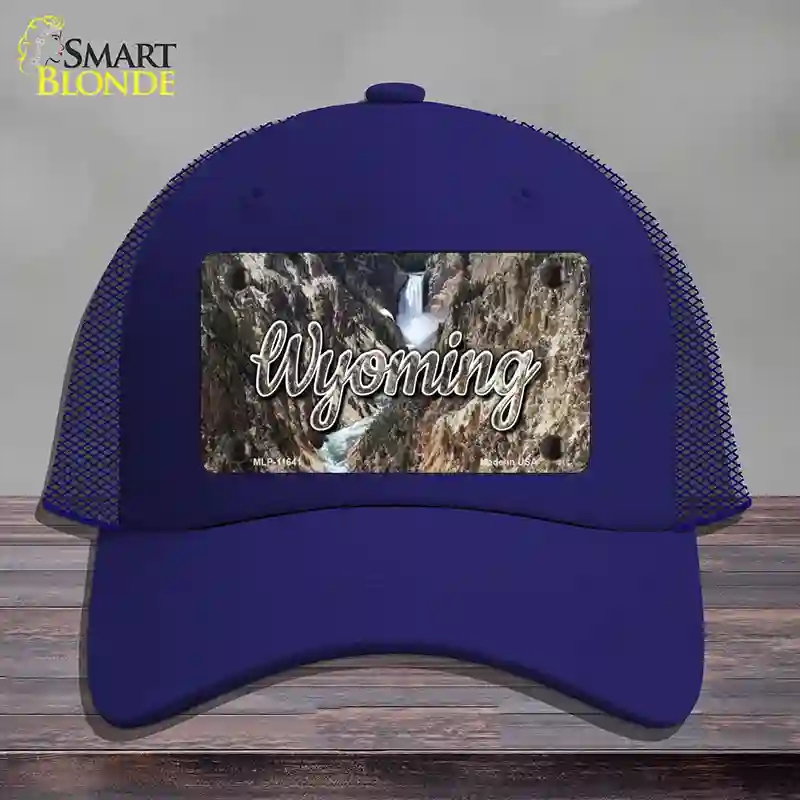 HAT18-MLP-11641 Wyoming Rocky Waterfall State Novelty License Plate Hat, Mesh - Royal Blue