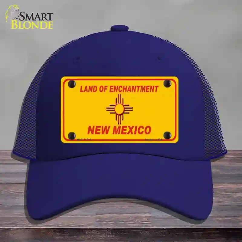 HAT18-MLP-11736   Mexico Blank Yellow State Novelty License Plate Hat, Mesh - Royal Blue