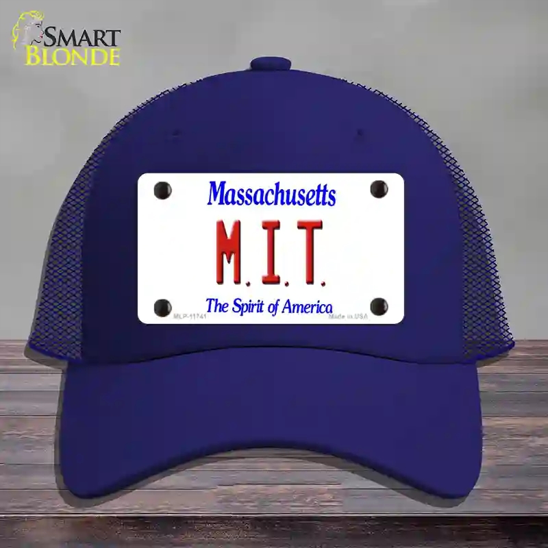 HAT18-MLP-11741 MIT Massachusetts State Novelty License Plate Hat, Mesh - Royal Blue