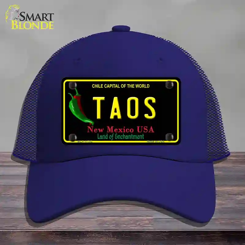 HAT18-MLP-11752 Taos   Mexico Black State Novelty License Plate Hat, Mesh - Royal Blue